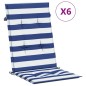 vidaXL Cojines de silla de respaldo alto 6 uds tela rayas azul&blanco vidaXL Cojines de silla de respaldo alto 6 uds tela rayas azul&blanco