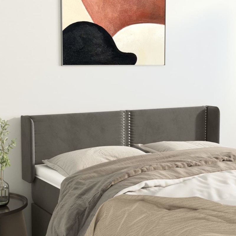 vidaXL Cabecero de terciopelo gris oscuro 147x16x78/88 cm vidaXL Cabecero de terciopelo gris oscuro 147x16x78/88 cm