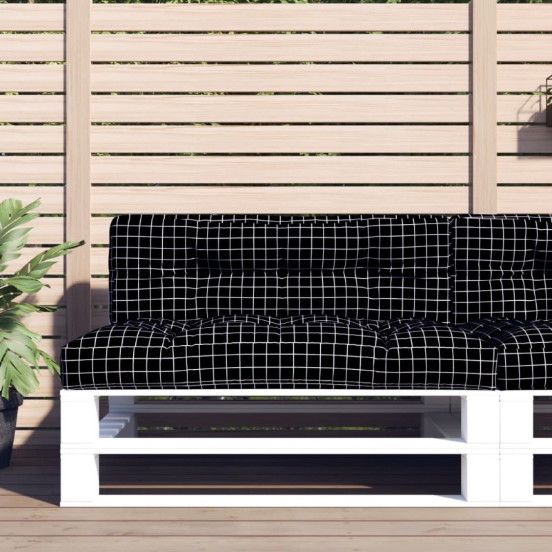vidaXL Cojín sofá de palets tela a cuadros negro 120x40x12 cm vidaXL Cojín sofá de palets tela a cuadros negro 120x40x12 cm