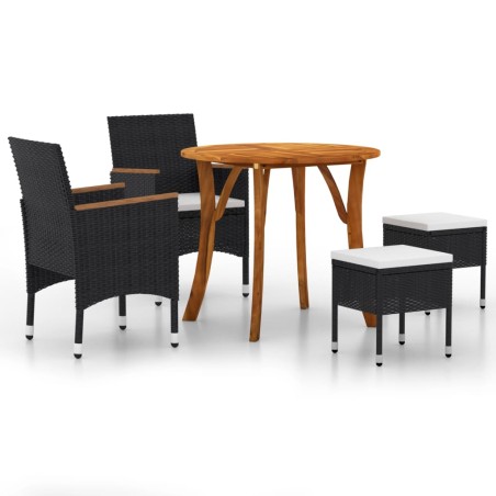 vidaXL Juego de comedor de jardín de 5 piezas negro