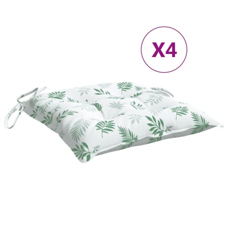 vidaXL Cojines de silla 4 uds tela Oxford estampado hojas 50x50x7 cm