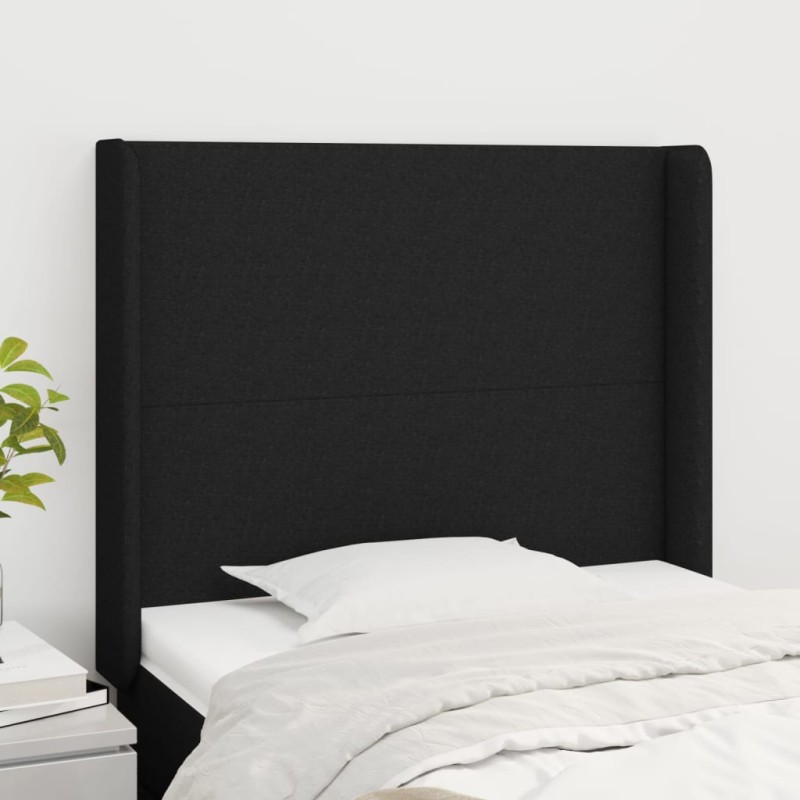 vidaXL Cabecero con orejas de tela negro 103x16x118/128 cm