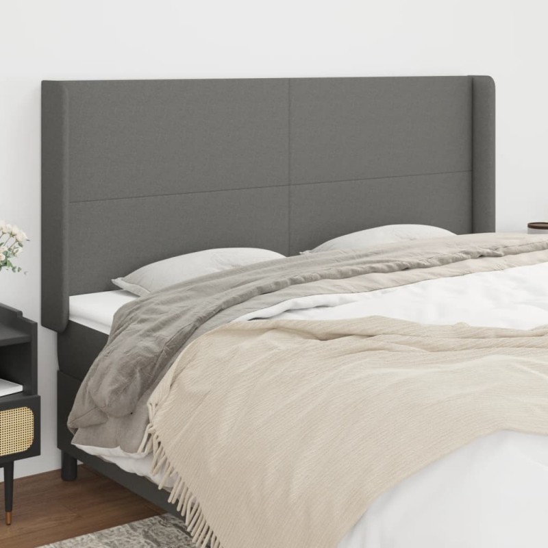vidaXL Cabecero con orejas de tela gris oscuro 183x16x118/128 cm vidaXL Cabecero con orejas de tela gris oscuro 183x16x118/128 cm