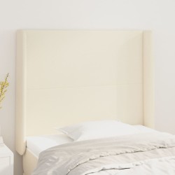 vidaXL Cabecero con orejas cuero sintético crema 83x16x118/128cm