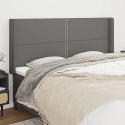 vidaXL Cabecero con orejas de tela gris oscuro 163x16x118/128 cm