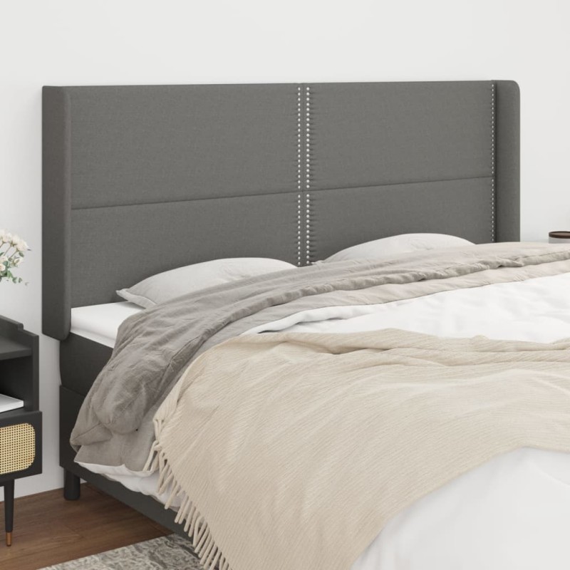 vidaXL Cabecero con orejas de tela gris oscuro 163x16x118/128 cm vidaXL Cabecero con orejas de tela gris oscuro 163x16x118/128 cm
