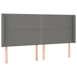 vidaXL Cabecero con orejas de tela gris oscuro 163x16x118/128 cm