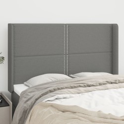 vidaXL Cabecero con orejas de tela gris oscuro 147x16x118/128 cm