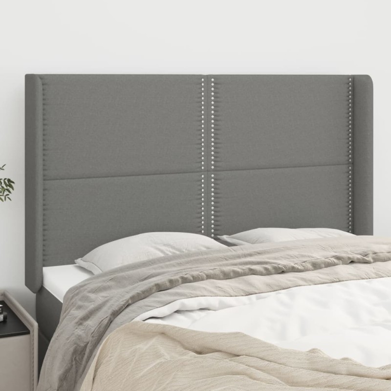 vidaXL Cabecero con orejas de tela gris oscuro 147x16x118/128 cm vidaXL Cabecero con orejas de tela gris oscuro 147x16x118/128 cm