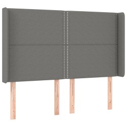 vidaXL Cabecero con orejas de tela gris oscuro 147x16x118/128 cm