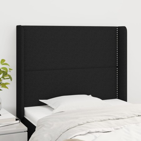 vidaXL Cabecero con orejas de tela negro 93x16x118/128 cm