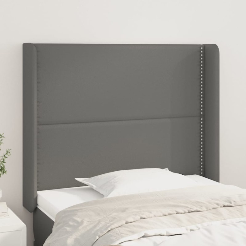 vidaXL Cabecero con orejas cuero sintético gris 83x16x118/128cm vidaXL Cabecero con orejas cuero sintético gris 83x16x118/128cm