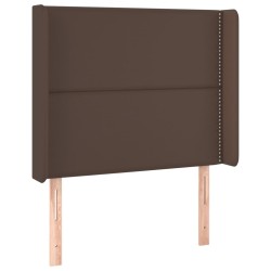 vidaXL Cabecero con orejas de cuero sintético marrón 93x16x118/128 cm