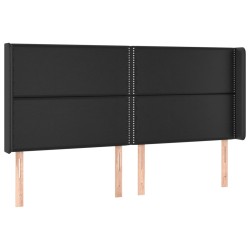vidaXL Cabecero con orejas cuero sintético negro 183x16x118/128 cm