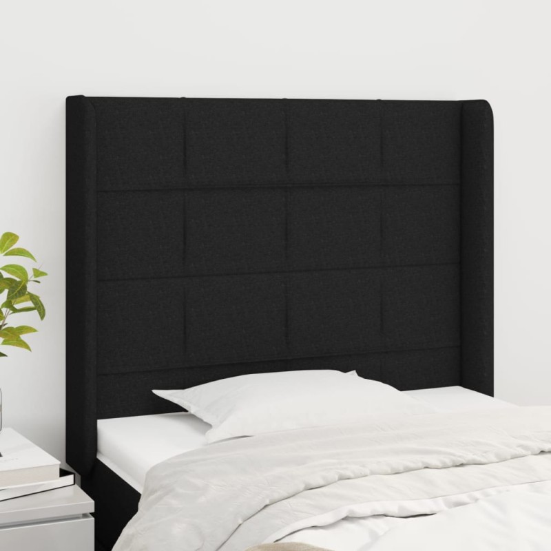 vidaXL Cabecero con orejas de tela negro 83x16x118/128 cm vidaXL Cabecero con orejas de tela negro 83x16x118/128 cm