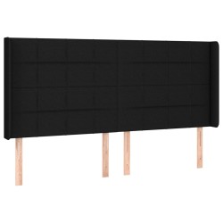 vidaXL Cabecero con orejas de tela negro 183x16x118/128 cm