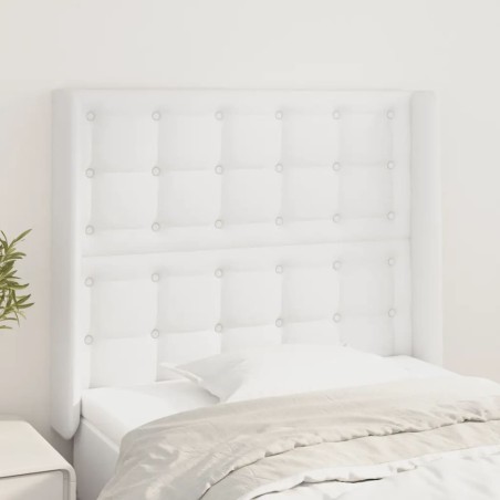 vidaXL Cabecero con orejas de cuero sintético blanco 103x16x118/128 cm