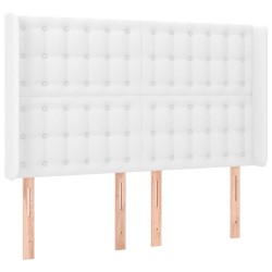 vidaXL Cabecero con orejas de cuero sintético blanco 147x16x118/128 cm