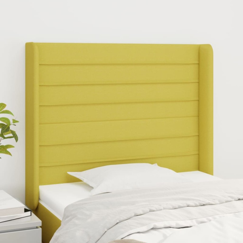 vidaXL Cabecero con orejas de tela verde 83x16x118/128 cm