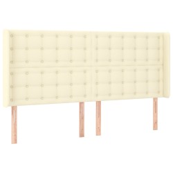 vidaXL Cabecero con orejas cuero sintético crema 183x16x118/128 cm
