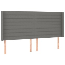 vidaXL Cabecero con orejas de tela gris oscuro 203x16x118/128 cm
