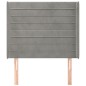 vidaXL Cabecero con orejas de terciopelo gris claro 103x16x118/128 cm