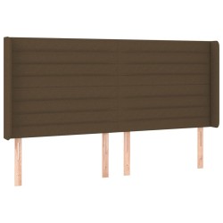 vidaXL Cabecero con orejas de tela marrón oscuro 163x16x118/128 cm