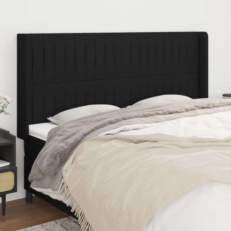 vidaXL Cabecero con orejas de tela negro 163x16x118/128 cm vidaXL Cabecero con orejas de tela negro 163x16x118/128 cm