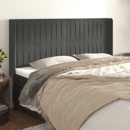 vidaXL Cabecero con orejas de terciopelo gris oscuro 203x16x118/128 cm