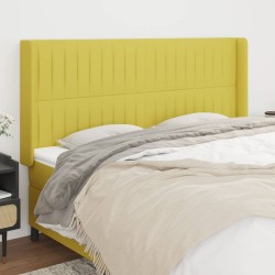 vidaXL Cabecero con orejas de tela verde 203x16x118/128 cm