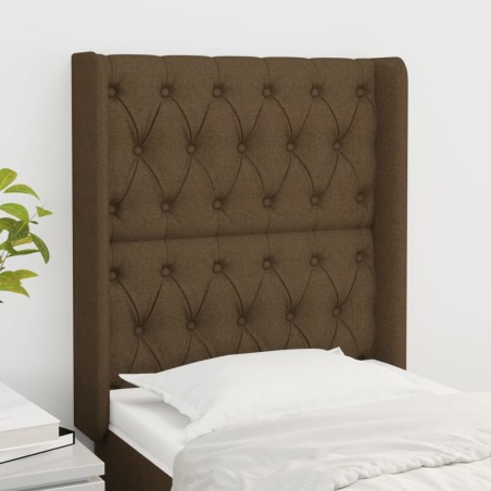 vidaXL Cabecero con orejas de tela marrón oscuro 83x16x118/128 cm
