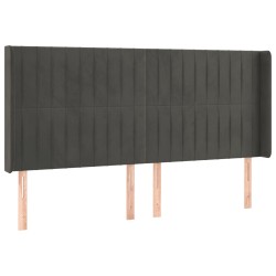 vidaXL Cabecero con orejas de terciopelo gris oscuro 183x16x118/128 cm