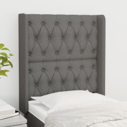 vidaXL Cabecero con orejas de tela gris oscuro 83x16x118/128 cm