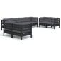 vidaXL Juego de muebles de jardín 8 pzas y cojines madera maciza pino vidaXL Juego de muebles de jardín 8 pzas y cojines madera maciza pino
