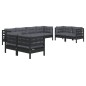 vidaXL Juego de muebles de jardín 8 pzas y cojines madera maciza pino vidaXL Juego de muebles de jardín 8 pzas y cojines madera maciza pino