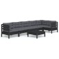 vidaXL Muebles de jardín 7 pzas con cojines negro madera de pino vidaXL Muebles de jardín 7 pzas con cojines negro madera de pino