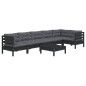 vidaXL Muebles de jardín 7 pzas con cojines negro madera de pino vidaXL Muebles de jardín 7 pzas con cojines negro madera de pino