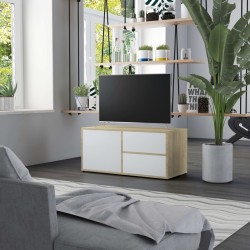 vidaXL Mueble para TV madera contrachapada blanco y roble 80x34x36 cm