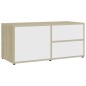 vidaXL Mueble para TV madera contrachapada blanco y roble 80x34x36 cm vidaXL Mueble para TV madera contrachapada blanco y roble 80x34x36 cm