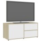 vidaXL Mueble para TV madera contrachapada blanco y roble 80x34x36 cm vidaXL Mueble para TV madera contrachapada blanco y roble 80x34x36 cm