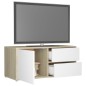 vidaXL Mueble para TV madera contrachapada blanco y roble 80x34x36 cm vidaXL Mueble para TV madera contrachapada blanco y roble 80x34x36 cm