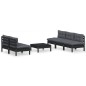 vidaXL Muebles de jardín 6 pzas con cojines antracita madera de pino vidaXL Muebles de jardín 6 pzas con cojines antracita madera de pino