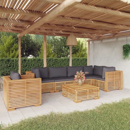 vidaXL Juego muebles de jardín 7 piezas y cojines madera maciza teca