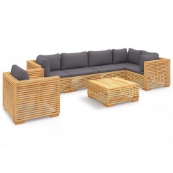 vidaXL Juego muebles de jardín 7 piezas y cojines madera maciza teca
