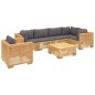 vidaXL Juego muebles de jardín 7 piezas y cojines madera maciza teca vidaXL Juego muebles de jardín 7 piezas y cojines madera maciza teca