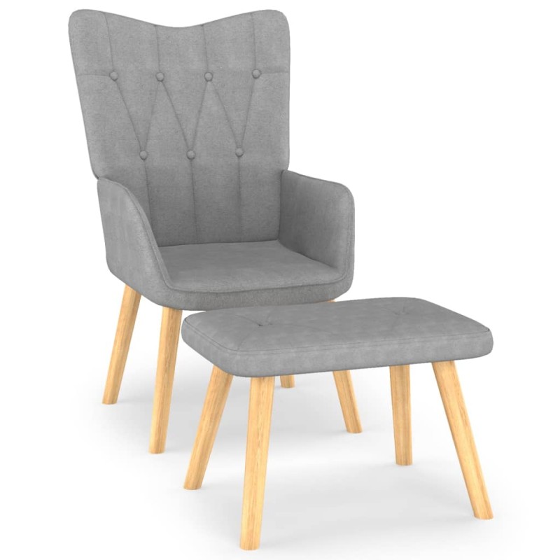 vidaXL Sillón relax con taburete tela gris claro vidaXL Sillón relax con taburete tela gris claro