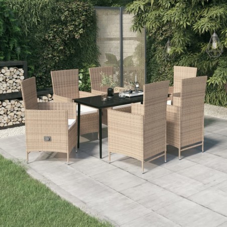 vidaXL Juego de comedor de jardín 7 piezas con cojines beige