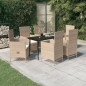 vidaXL Juego de comedor de jardín 7 piezas con cojines beige