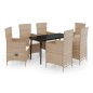 vidaXL Juego de comedor de jardín 7 piezas con cojines beige