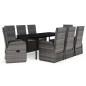 vidaXL Juego de comedor de jardín 9 pzas con cojines gris vidaXL Juego de comedor de jardín 9 pzas con cojines gris